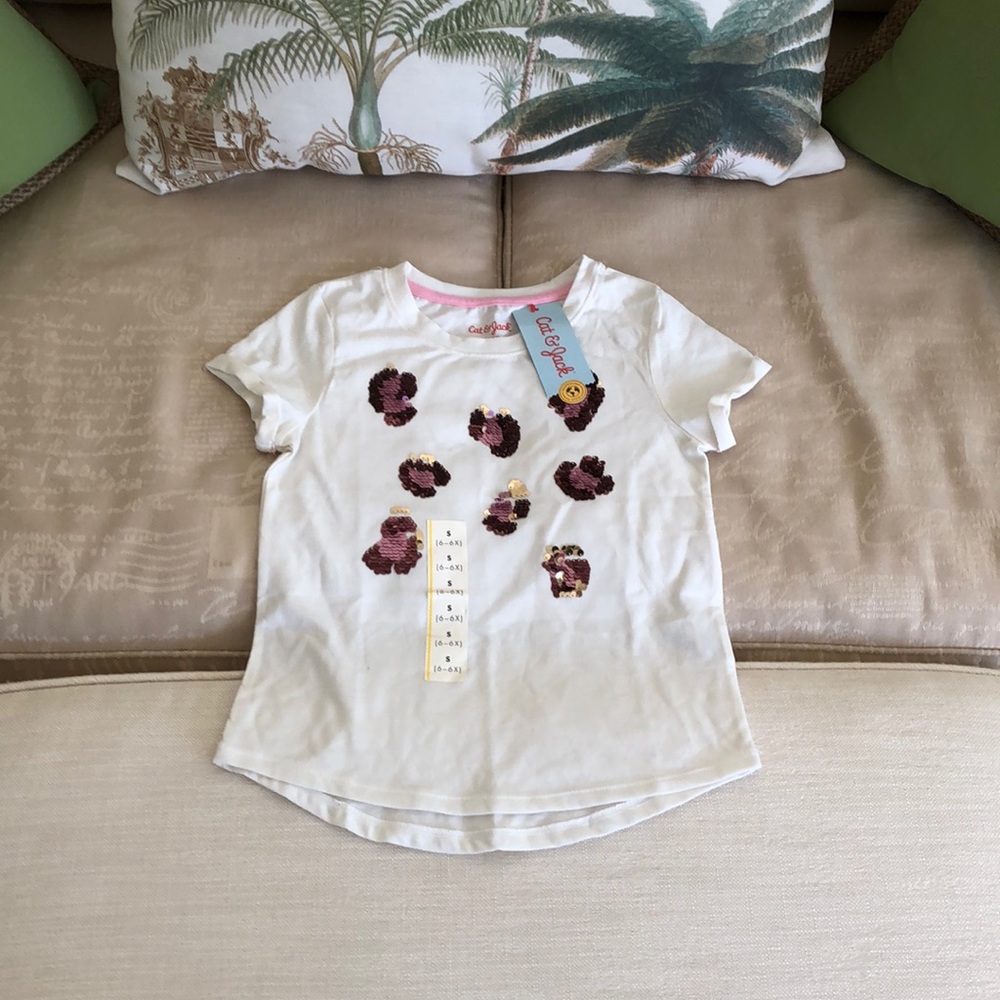 Cat & Jack Pink Sequin Short Sleeve T-shirt/ Size: S (6/6X)